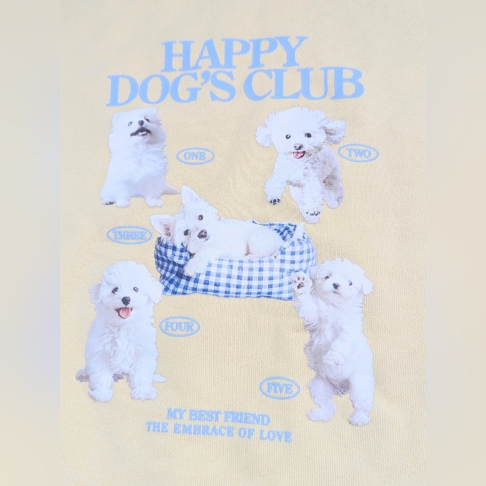 Kids' Pastel Yellow "Happy Dogs Club" Graphic Sweatshirt